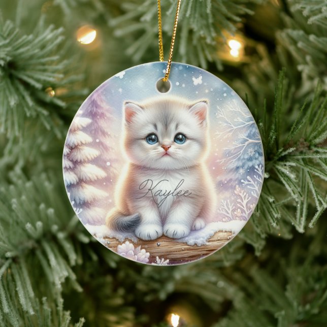 Personalized Kitten Keepsake Keramik Ornament (Baum)