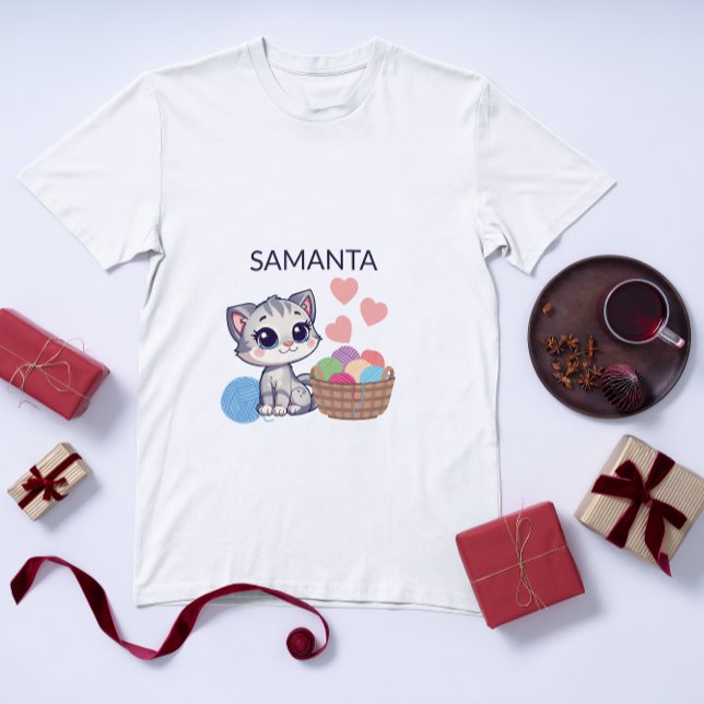  Personalized Kitten & Yarn Baby Bodysuit Kleinkind T-shirt (Von Creator hochgeladen)