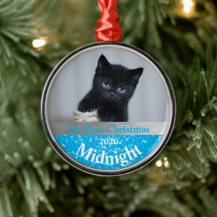 Personalized Kitten's First Christmas Photo Ornament Aus Metall