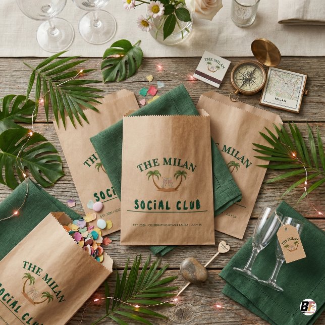 Personalized Kraft Wedding Tropical Palm Trees & H Geschenktütchen (Von Creator hochgeladen)