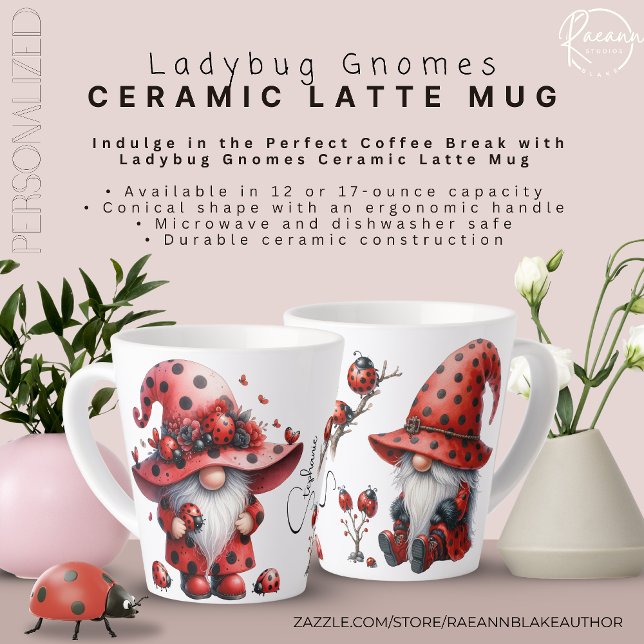 Personalized Ladybug Gnomes Latte Mug Milchtasse (Von Creator hochgeladen)