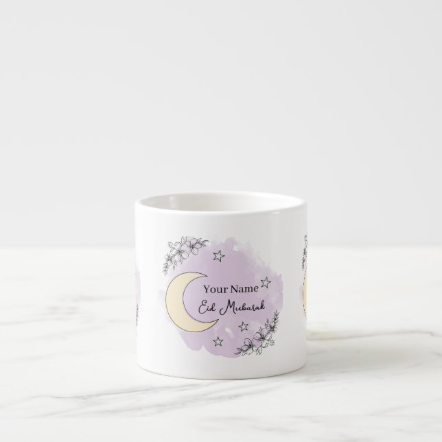 Personalized Lavender Eid Mubarak Espresso Mug Espressotasse (Vorderseite)