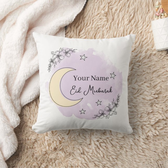 Personalized Lavender Eid Mubarak Throw Pillow Kissen (Decke)