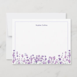 Personalized Lavender Floral Note Card Mitteilungskarte