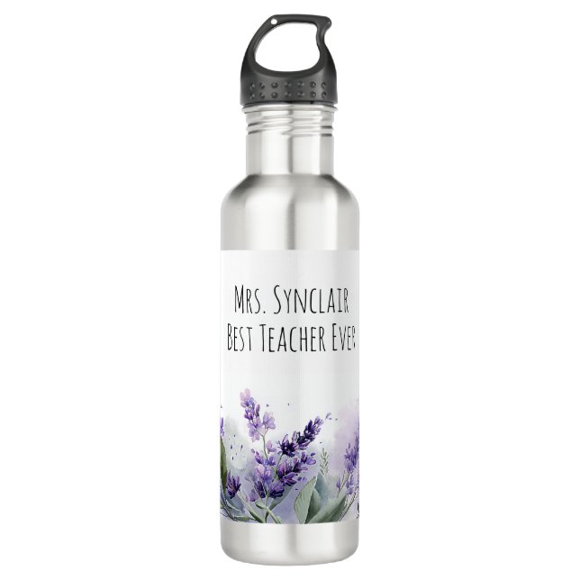 Personalized Lavender Flowers Teacher Appreciation Edelstahlflasche (Vorderseite)