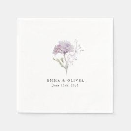 Personalized Lavender hydrangea Watercolor Wedding Serviette