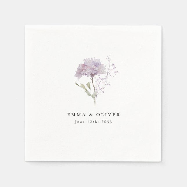 Personalized Lavender hydrangea Watercolor Wedding Serviette (Vorderseite)