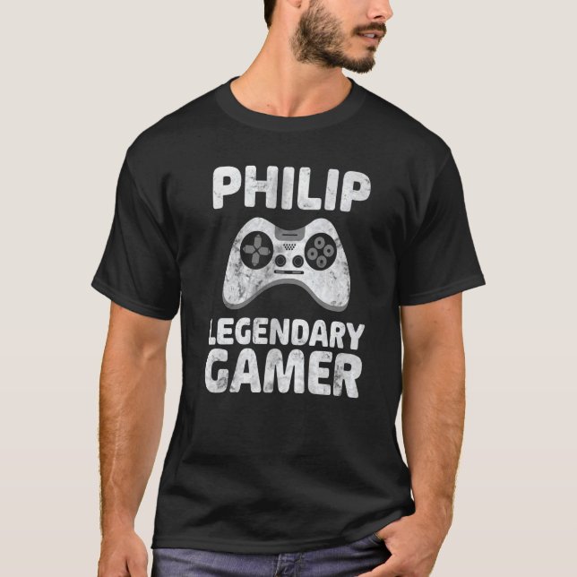 Personalized Legendary Gamer Shirt Philip Name Vid (Vorderseite)