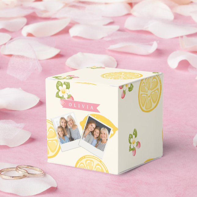 Personalized Lemon Floral Summer Custom Name Geschenkschachtel (Hochzeit)