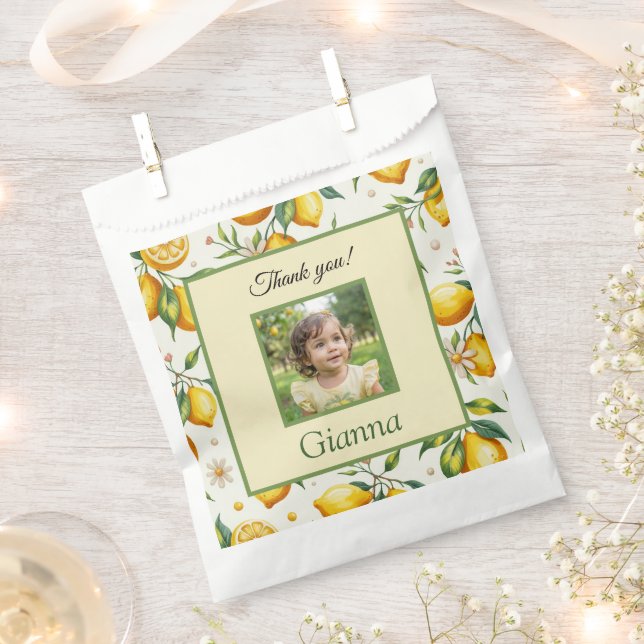 Personalized Lemon Photo Birthday Party Thank You Geschenktütchen (Ausgeschnitten)