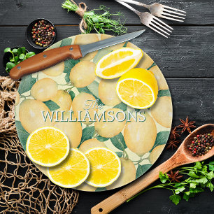Personalized Lemons Greenery  Schneidebrett