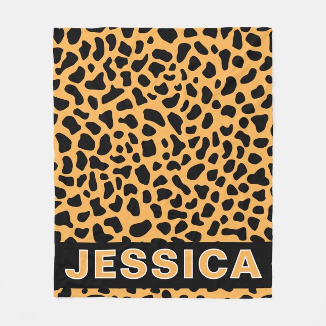 Personalized Leopard Print Custom Name Wild Animal Fleecedecke (Vorderseite)