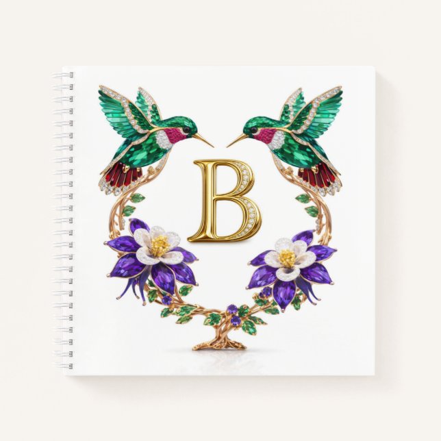 Personalized Letter B Wedding Planner Hummingbird Notizbuch (Vorderseite)