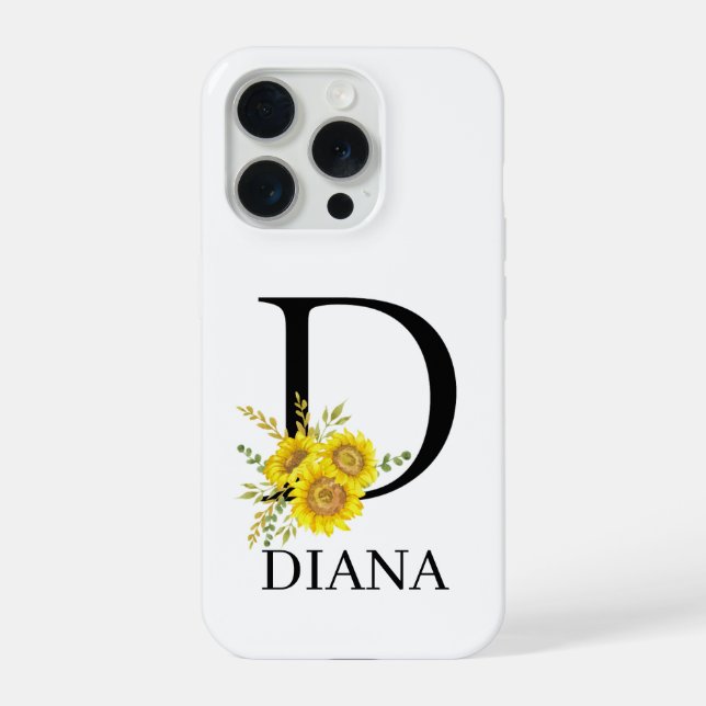 Personalized Letter D Sunflower Phone Case  iPhone Hülle (Rückseite)