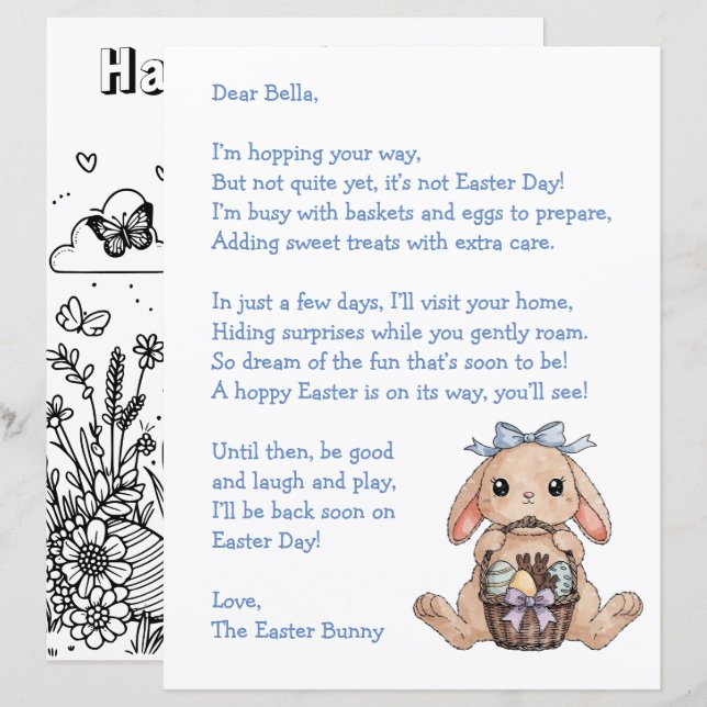 Personalized Letter & from the Easter Bunny (Vorne/Hinten)