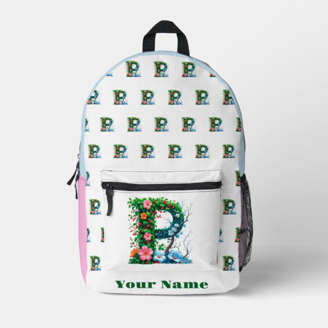 Personalized Letter P Bedruckter Rucksack (Vorderseite)