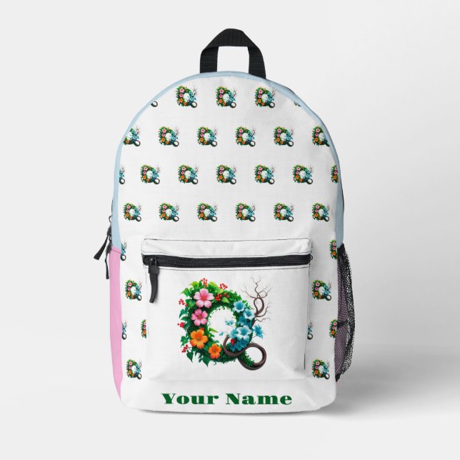 Personalized Letter Q Bedruckter Rucksack (Vorderseite)
