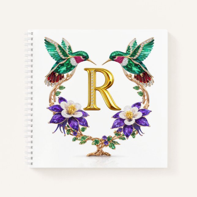 Personalized Letter R Hummingbird Wedding Gift Notizbuch (Vorderseite)