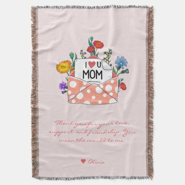 Personalized Letter to Mom Blanket Woven Throw Decke (Vorderseite Vertikal)