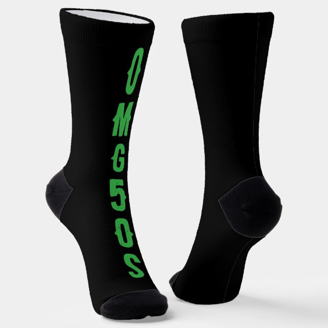 Personalized lettering Green and black modern Chic Socken (Gewinkelt)