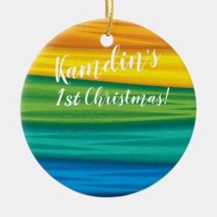 Personalized lgbtq rainbow flag lesbian gay bisexu keramik ornament