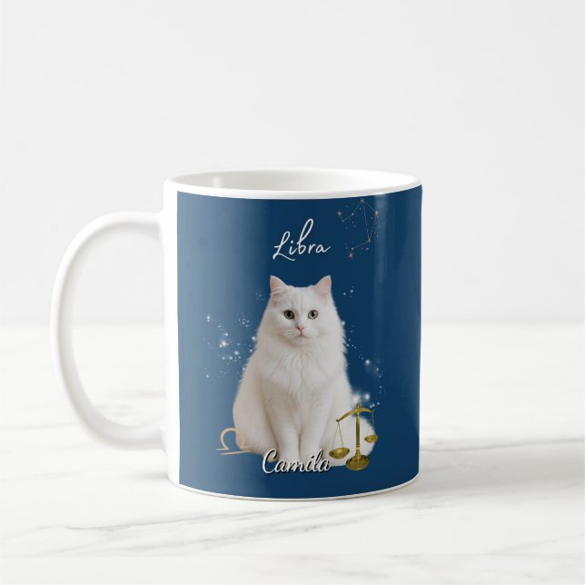 Personalized Libra Cat Mug with Name Kaffeetasse (Links)