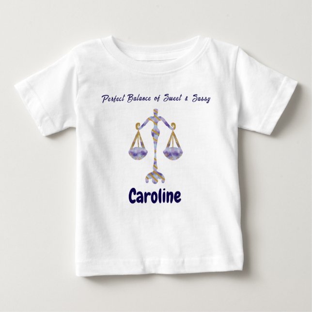Personalized Libra “Sweet & Sassy” Toddler Art Baby T-shirt (Vorderseite)