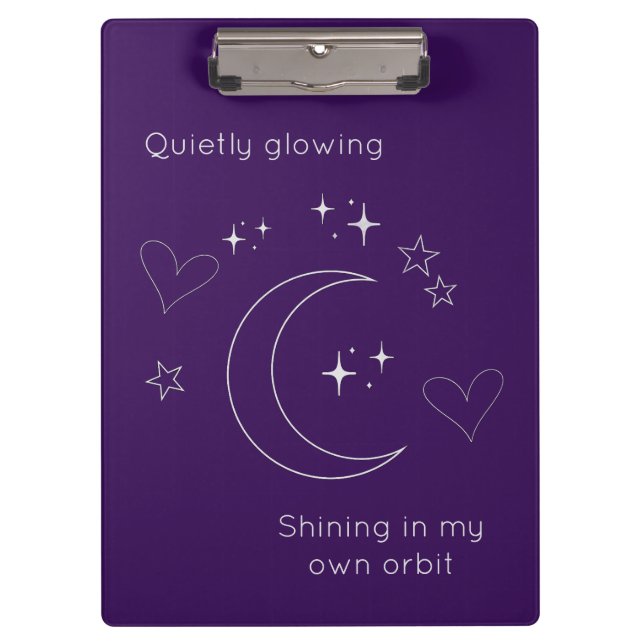 Personalized Line Art Celestial Purple Clipboard Klemmbrett (Vorderseite)