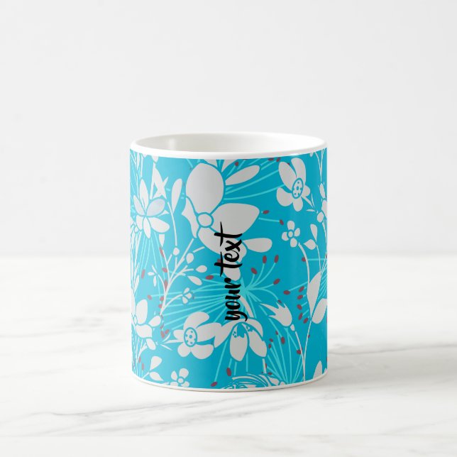 Personalized Line Art Floral in Blue Kaffeetasse (Mittel)