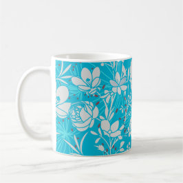 Personalized Line Art Floral in Blue Kaffeetasse