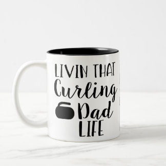 Personalized Living that Curling Dad Life Photo  Zweifarbige Tasse