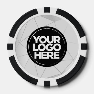 Personalized Logo and Text Geometric Silver Pokerchips