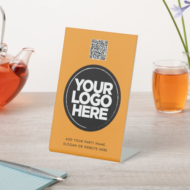 Personalized Logo and Text Simple Qr Code Sockelschild (In SItu)