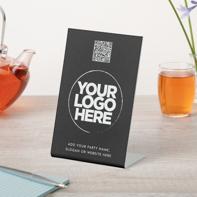 Personalized Logo and Text Simple Qr Code Sockelschild (In SItu)