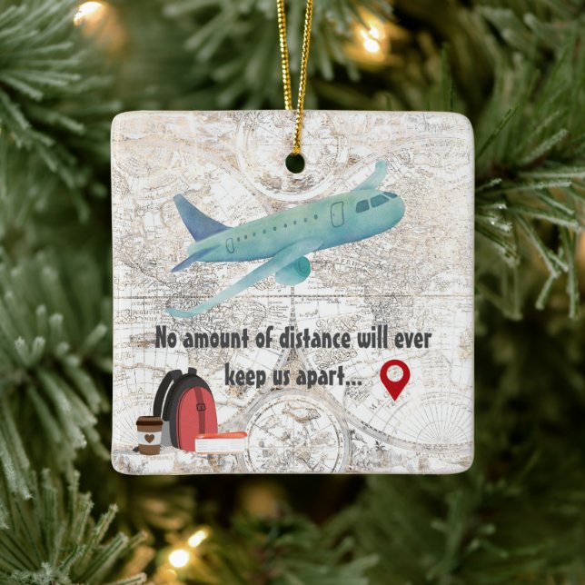 Personalized Long Distanz Love Christmas Keramikornament (Baum)