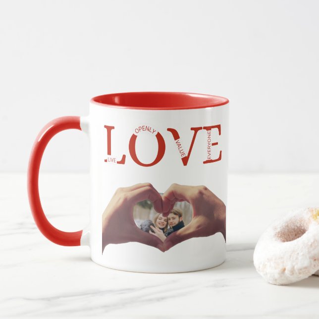 Personalized LOVE Acronym Photo  Tasse (Mit Donut)