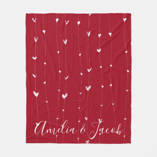 Personalized Love Couple Names hearts Blanket  Fleecedecke (Vorderseite)