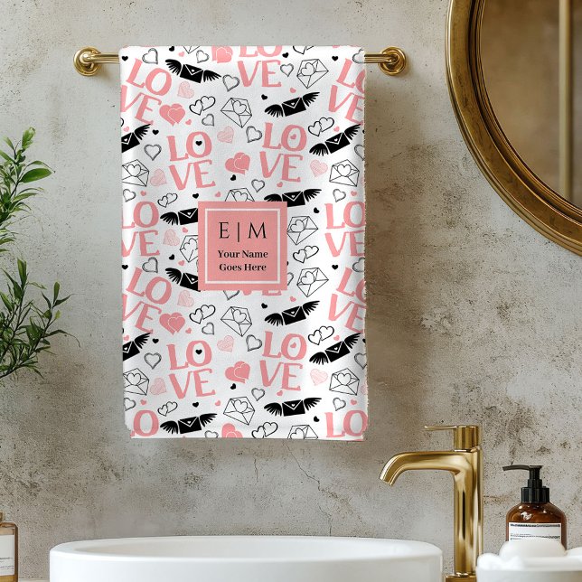 Personalized Love Gift Bath Towel Heart Sketch Badhandtuch Set (Personalized Love Gift Bath Towel Heart Sketch)