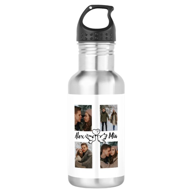 Personalized Love Photo Collage Water Bottle Edelstahlflasche (Vorderseite)