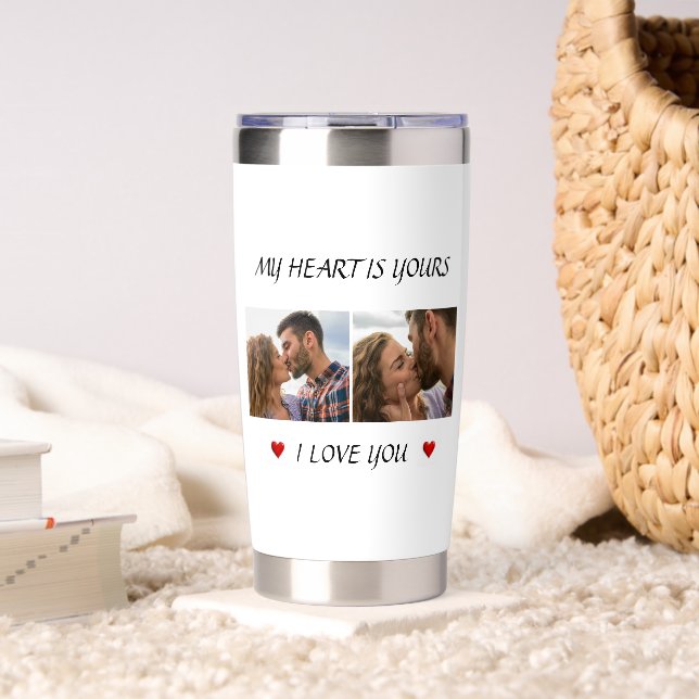 Personalized Love Water Bottle Couple Photo Gift Thermobecher (Wohnzimmer (gedreht))