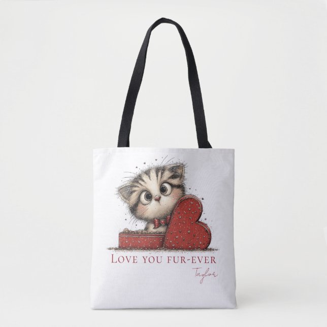 Personalized Love You Fur-Ever Cat Tote Bag (Vorderseite)
