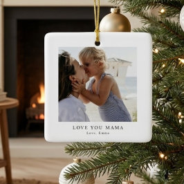 Personalized Love You Mama Photo v Keramikornament