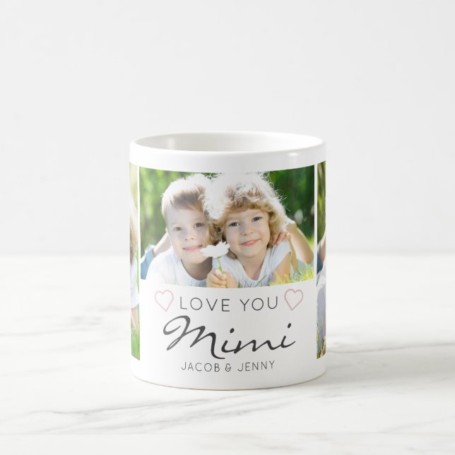 Personalized LOVE YOU MIMI Handwritten 3 Photo Kaffeetasse (Mittel)