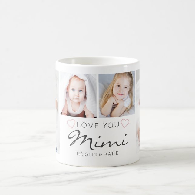 Personalized LOVE YOU MIMI Handwritten 4 Photo Kaffeetasse (Mittel)