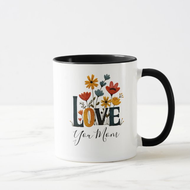 Personalized Love You Mom Floral  Tasse (Rechts)