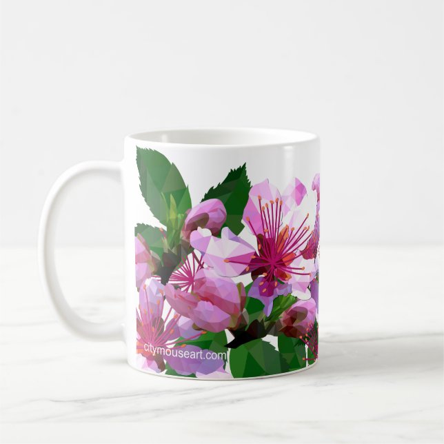 Personalized Low Poly Cherry Blossom Coffee Kaffeetasse (Links)