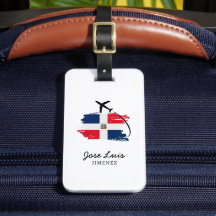 Personalized luggage tags with the dominican flag