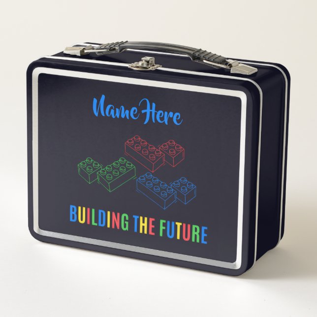Personalized Lunchkins Building Bricks Lunch Box (Vorderseite)