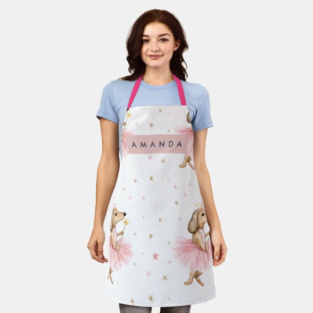 Personalized Magical Fairy Dachshund Dog in Pink  Schürze (Getragen)