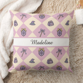 Personalized Magical Girl Name Pink Checkered Kissen